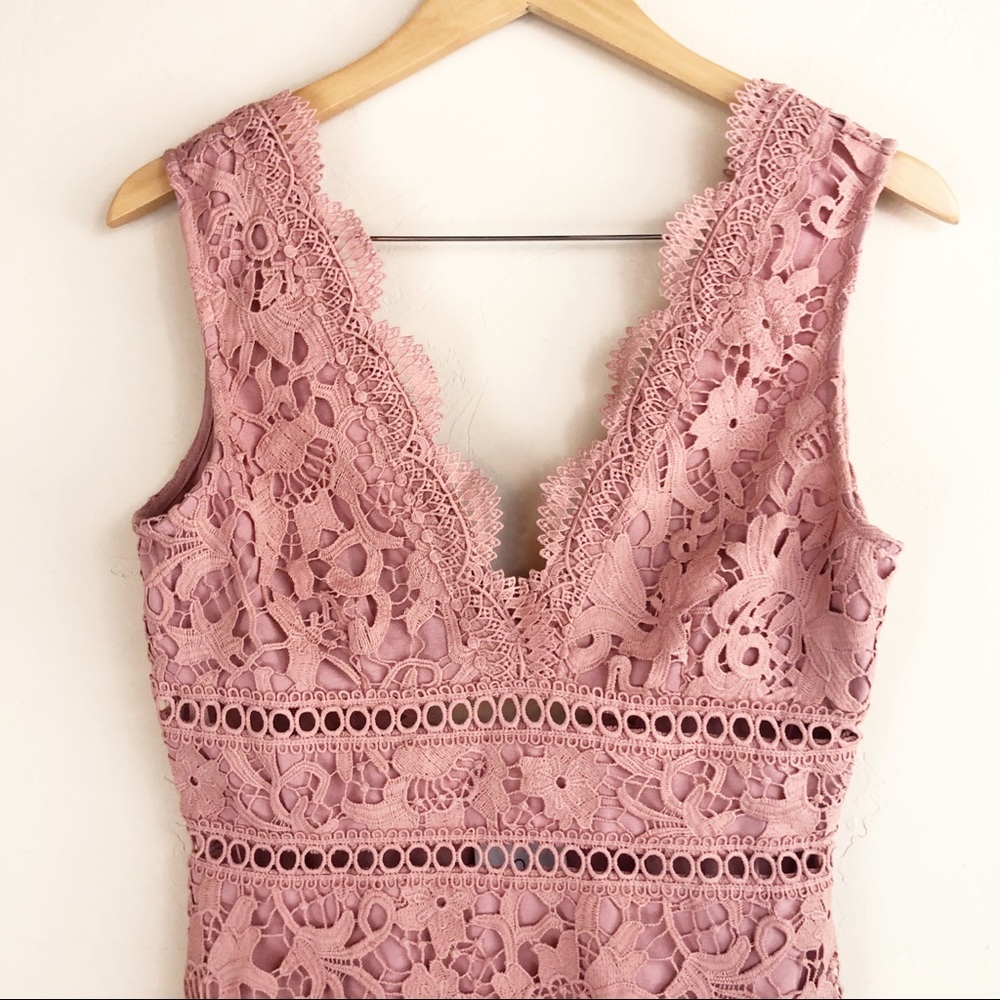 Revolve J.O.A Open Back Pink Lace Mini Dress - Picture 4 of 8